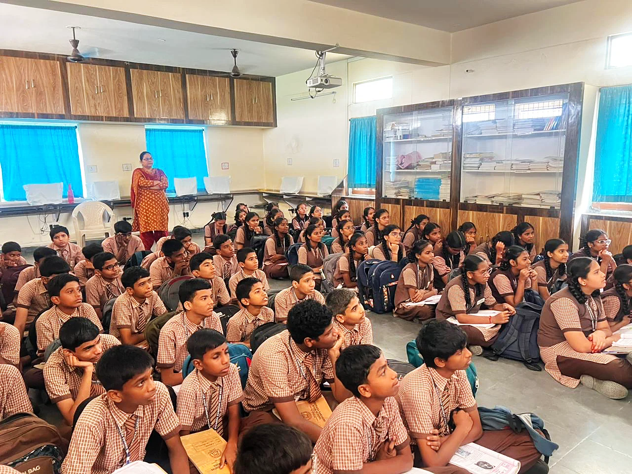 Students gathered for a learning session