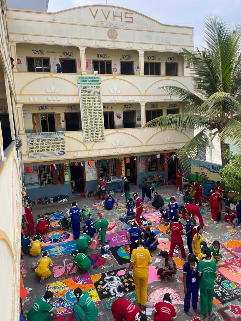 Open courtyard bustling with students