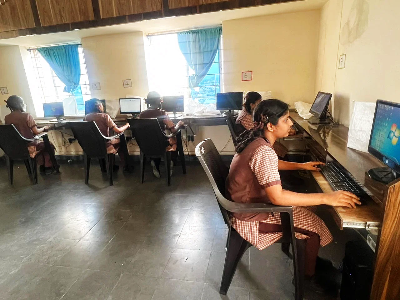Students working at computers in the computer laboratory