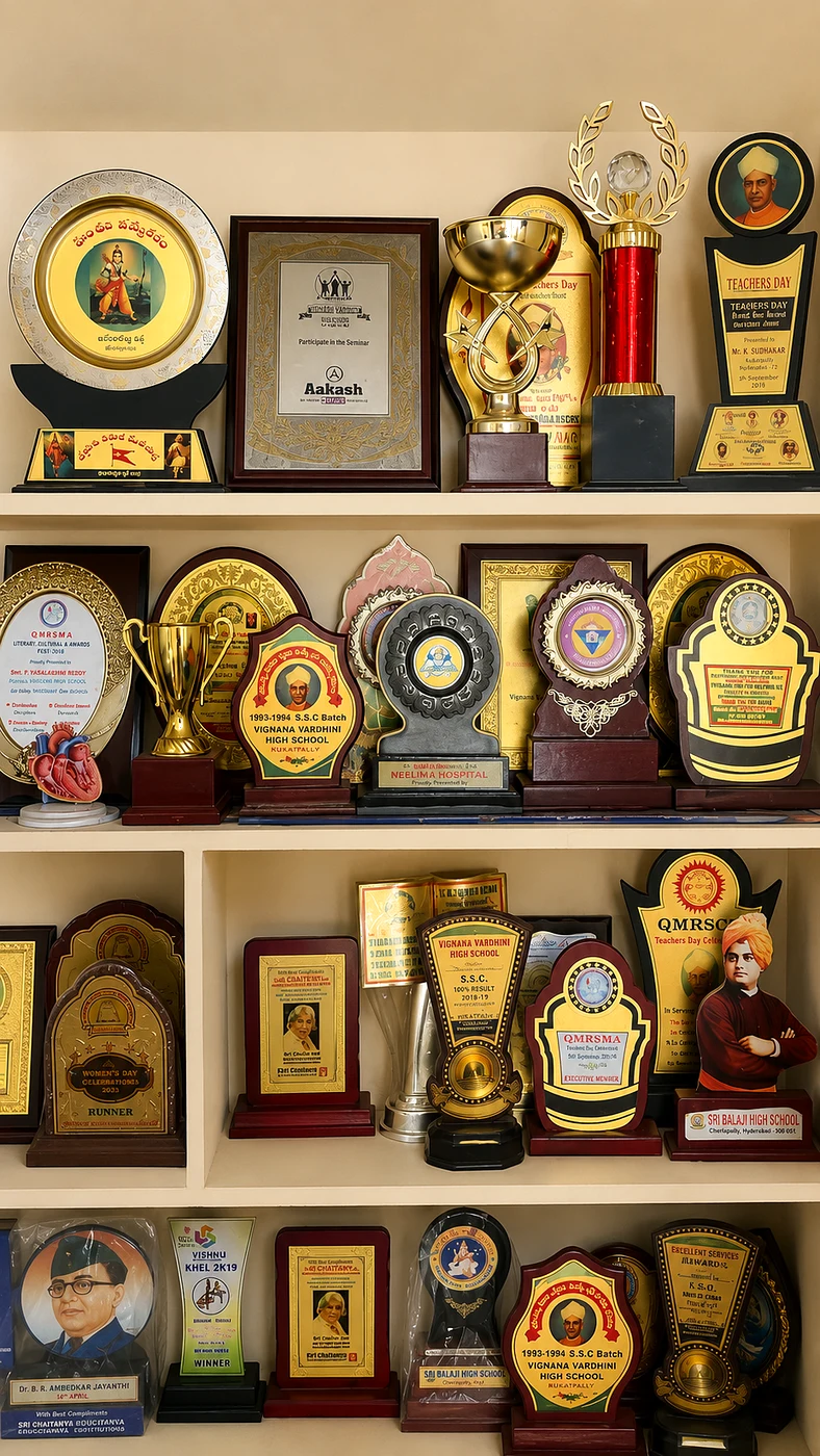 The school trophy cabinet — years of awards and achievement
